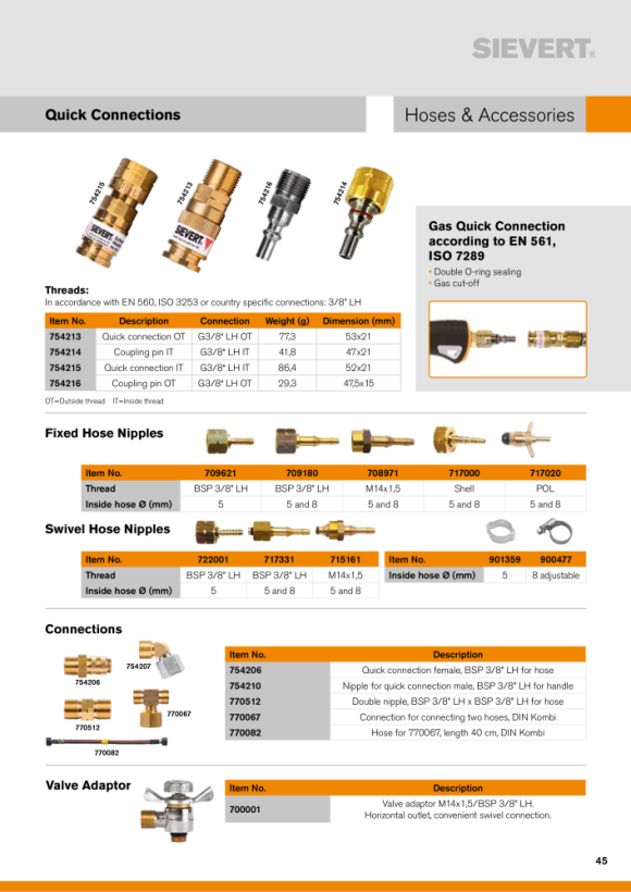 Sievert Schlauchgarnitur HD 4 x 4 mm, Länge: 2 Meter 770029