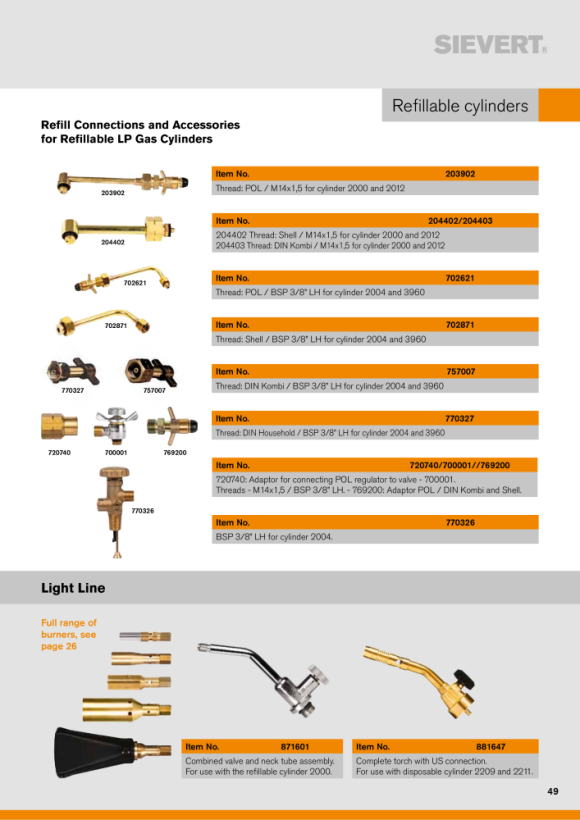 Sievert Kleinstflaschenventil ohne Haken 770326