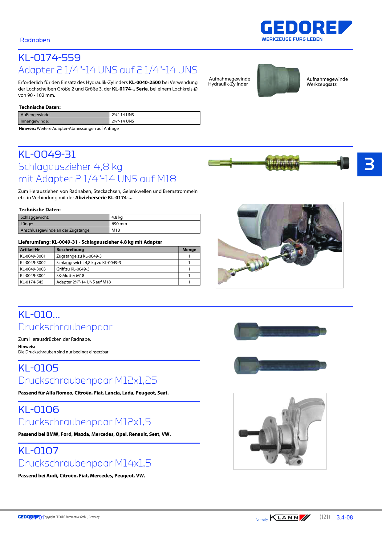 Gedore KLANN HydraulikSpindel 12 t M42x2 KL00457 4046459007302