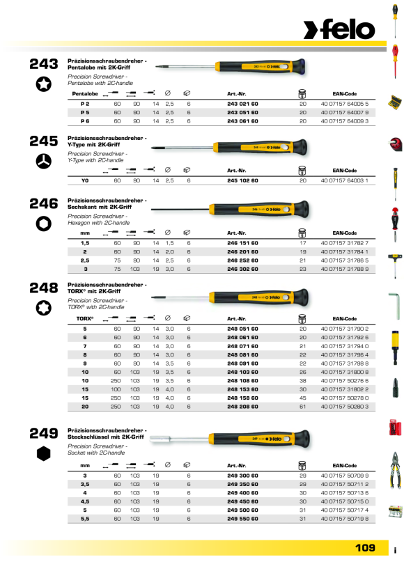 Felo  SD Präzision TORX® T 10 x 60 00024810360