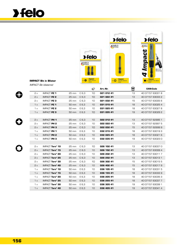 Felo  Bit C 6,3 IMPACT TORX® T 20 x 25 2-tlg. Box 00002620241