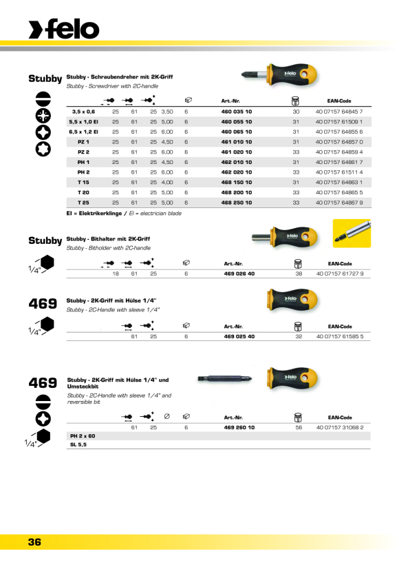 Felo  SD Stubby Pozidriv PZ 2 x 25 00046102010