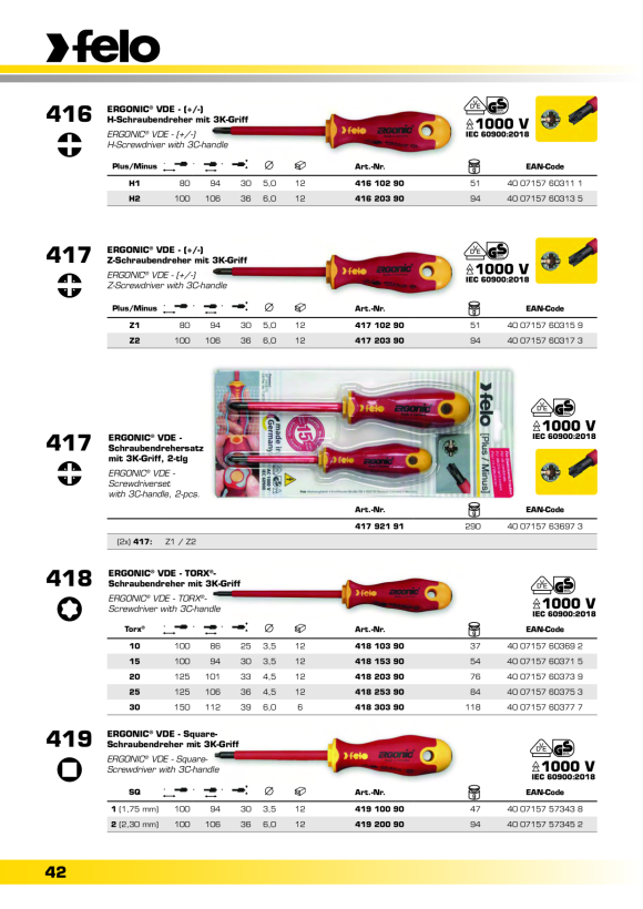 Felo  SD ERGONIC VDE E-slim Schlitz SL 2,5 x 0,4 x 100 00041392590