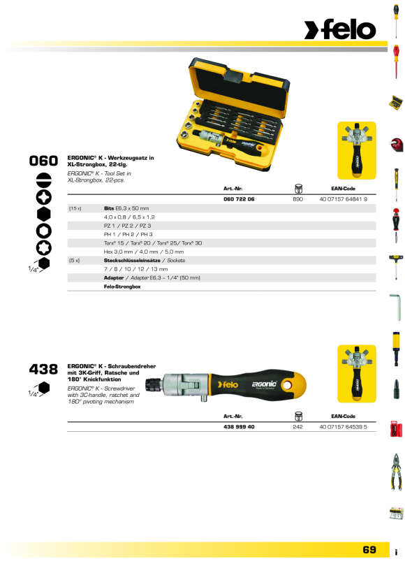 Felo SD ERGONIC K 1/4? in Quadropack 00043899906