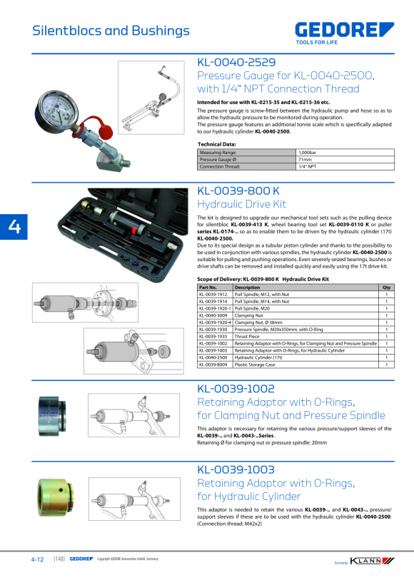 Gedore KLANN Narzędzie do łożysk kół bez napędu KL-0040-800