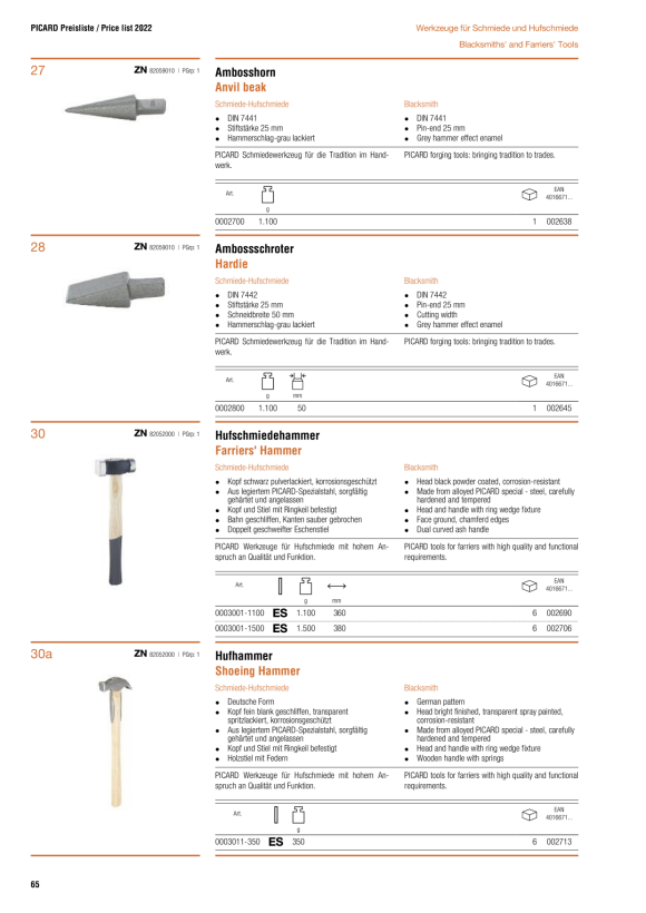 PICARD Warmschrotmeißel, DIN 5107, aus Meißelstahl, ES 0003201-1000