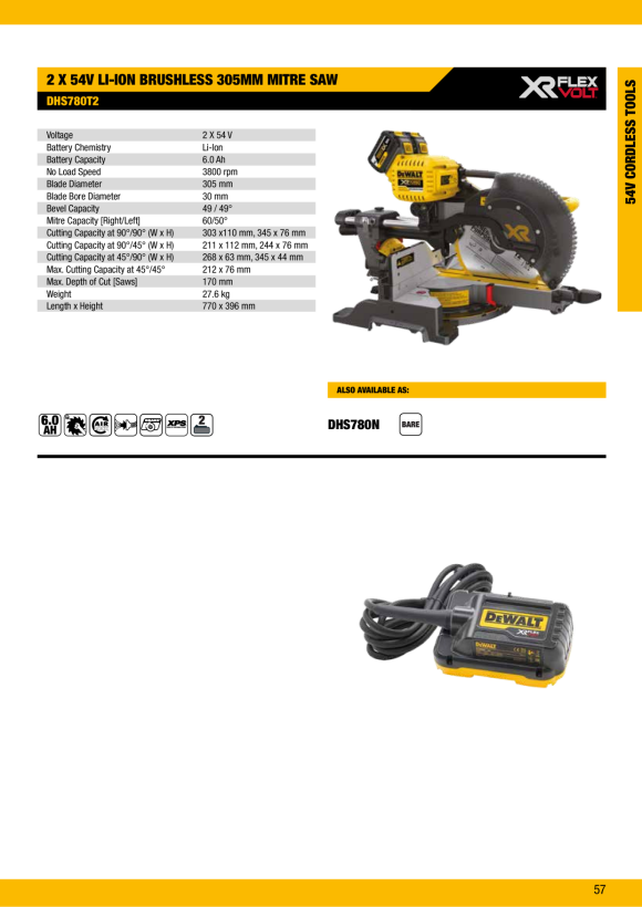 DeWalt Flexvolt Akku-Spezialsäge, 54V, Basisv. DCS396N-XJ
