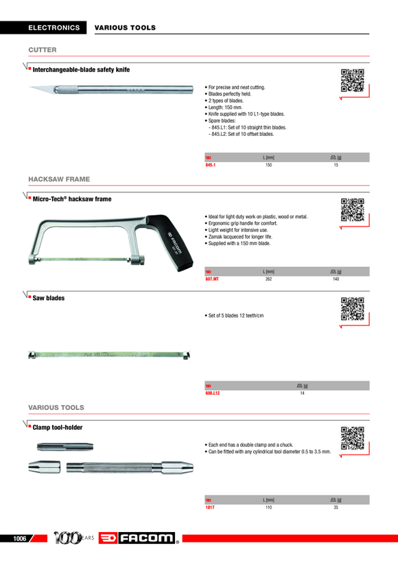 FACOM Ersatzklingen fuer 845.1 845.2, 10-tlg 845.L1
