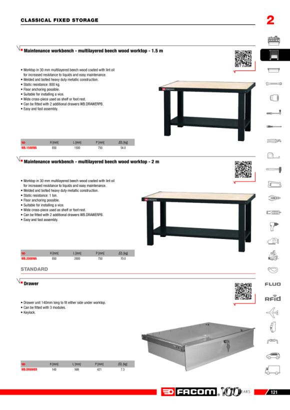 FACOM Werkbank fuer Wartungsarbeiten 2m WB.2000WAPB