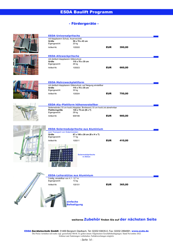 ESDA-Leiterstütze aus Aluminium 105101