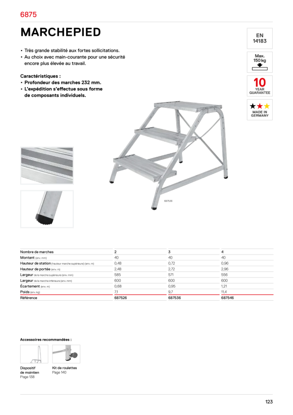 HYMER Treppentritt, 4 Stufen, Standhöhe 0,96 m 687546