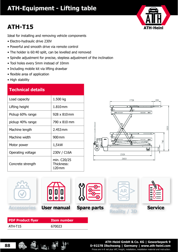 ATH-Heinl Scherenhubtisch ATH T15  670023