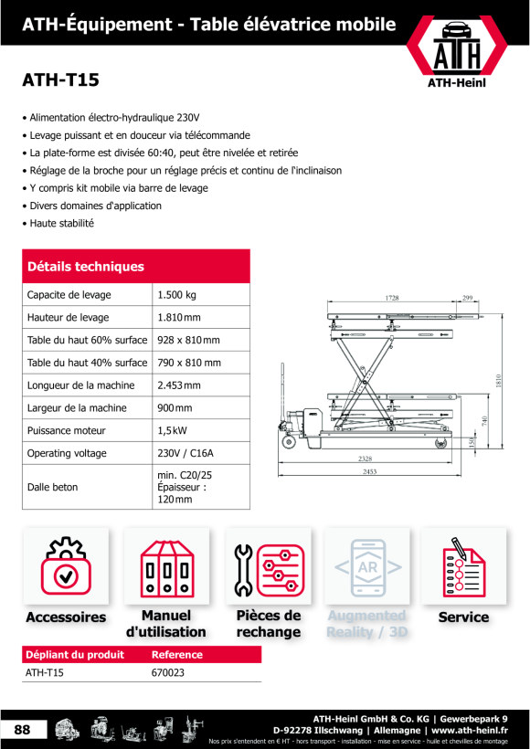 ATH-Heinl Scherenhubtisch ATH T15  670023