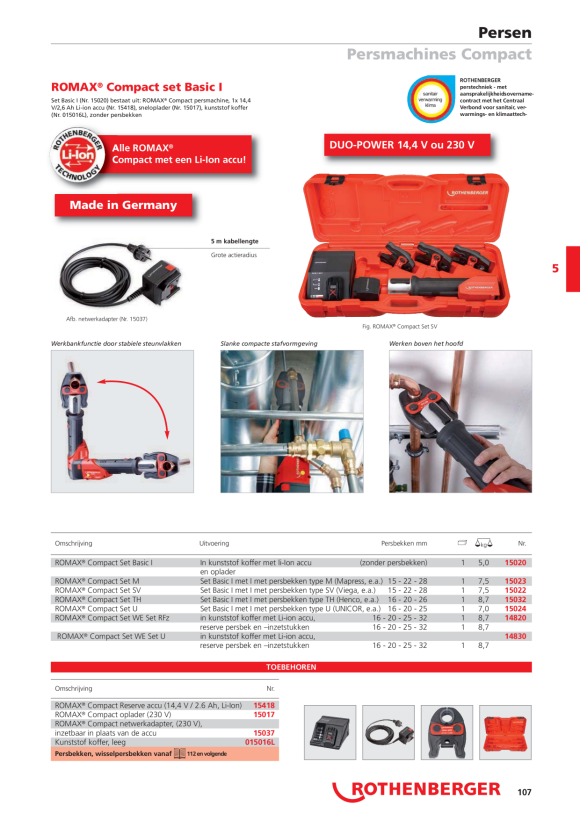 Rothenberger Oplader voor ROMAX Compact, 230V, Type C 15017