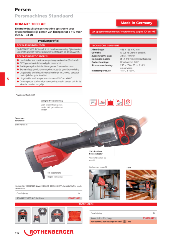 Rothenberger Motor linker framezijde Pipecut 360 1872M3000