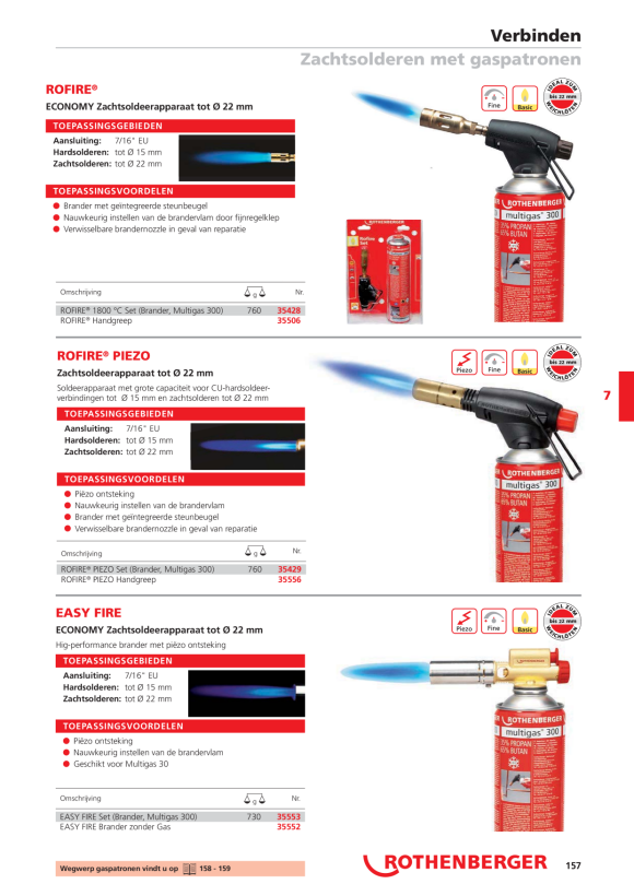 Rothenberger Branderopzetstuk EASY FIRE, 22 mm, 7/16-EU 35552