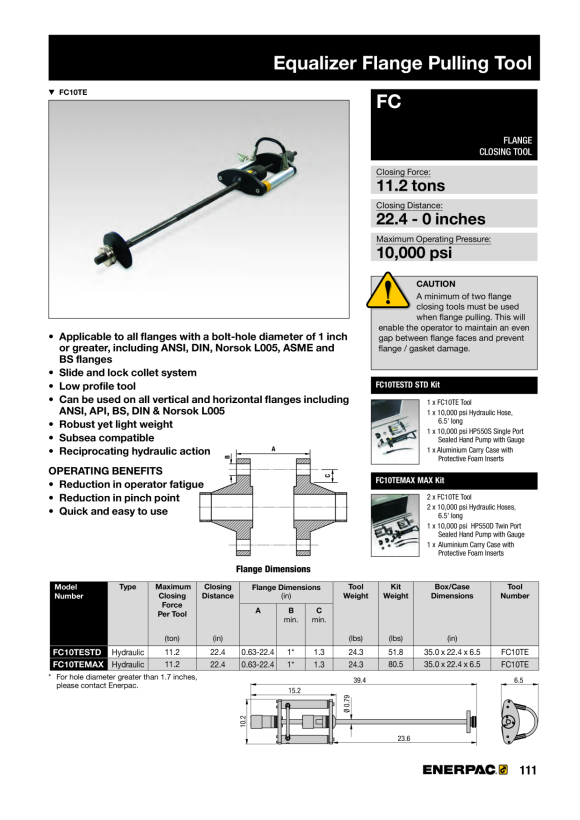 Enerpac Mechanisches Windturm-Ausrichtungswerkzeug TFA4TMSTD