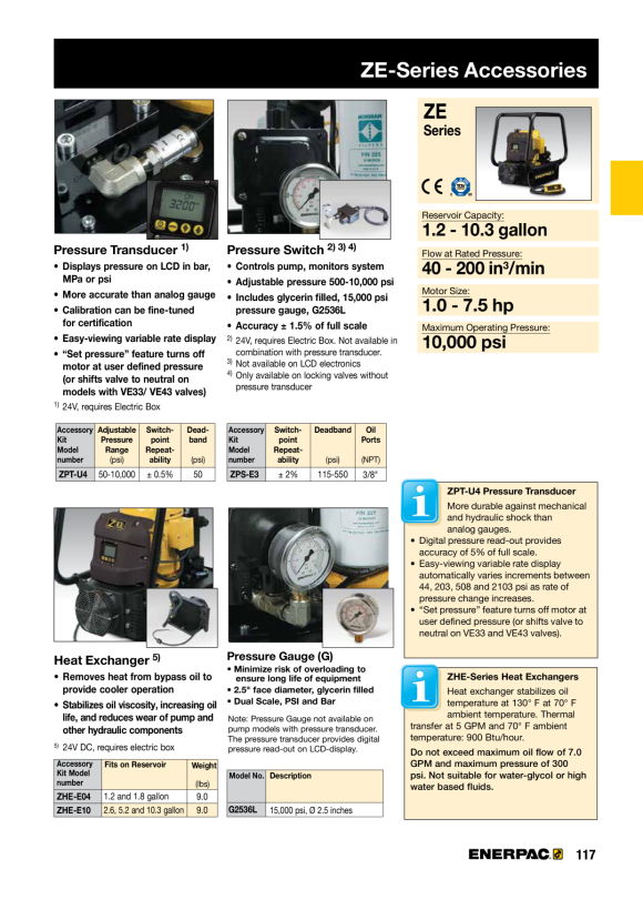 Enerpac  Manometer, 63 mm Schlagfläche, mit Glyzerin gefüllt, 1000 bar G2536L