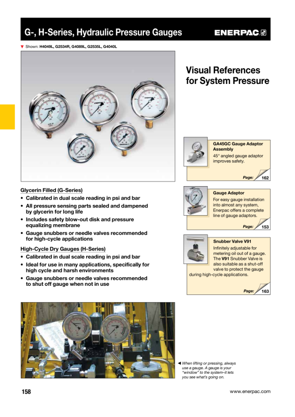 Enerpac  Manometer, 100 mm Schlagfläche, 700 bar H4071L
