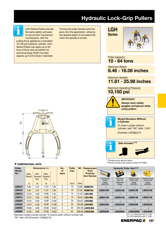 Enerpac ABZIEHER, SPERRGRIFF, HYD-SET, 3J, 14T, E-PUMPE, 115V LGHS314EB