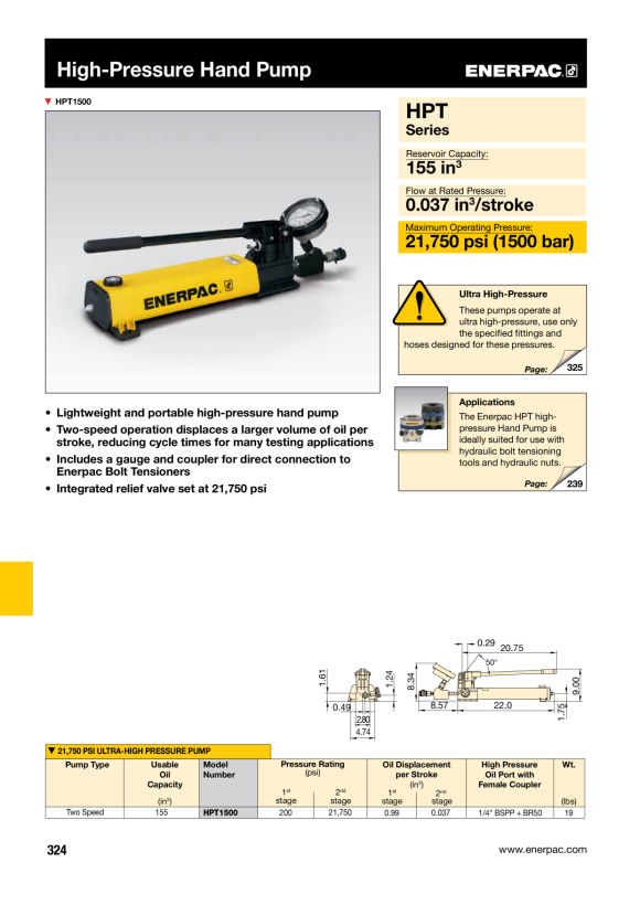 Enerpac Abzieher, Sperrgriff, hydraulisch ohne Zylinder, 3 Backen, 24 Tonnen LGHNC324