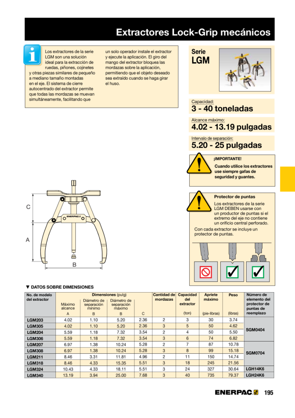 Enerpac MECHANISCHER ABZIEHER, 3 BACKEN, 6 TONNEN LGM306