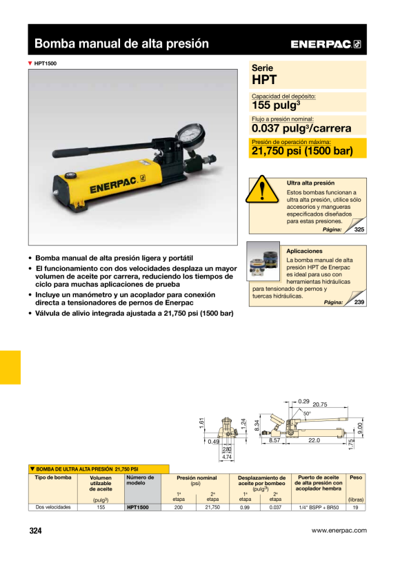 Enerpac HOCHDRUCKSCHLAUCH 1500 BAR, 1 METER HT1503