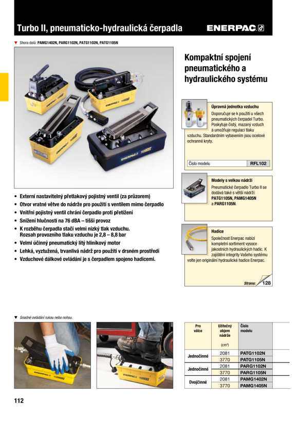 Enerpac Lufthydraulikpumpe Turbo II, 4/3-Handventil, 700 bar PAMG1402N