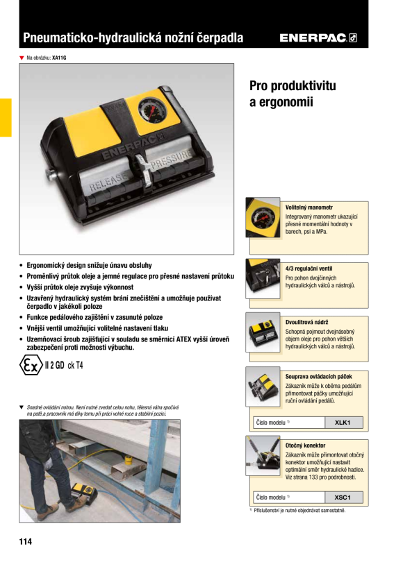 Enerpac XVARI-PUMPE 2-LITER-BEHÄLTER + VENTIL, DOPPELTWIRKEND. XA12V
