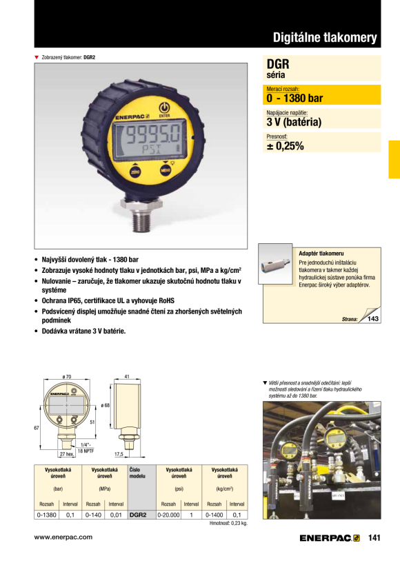 Enerpac HYDRAULISCHES DRUCKMESSGERÄT DGR2