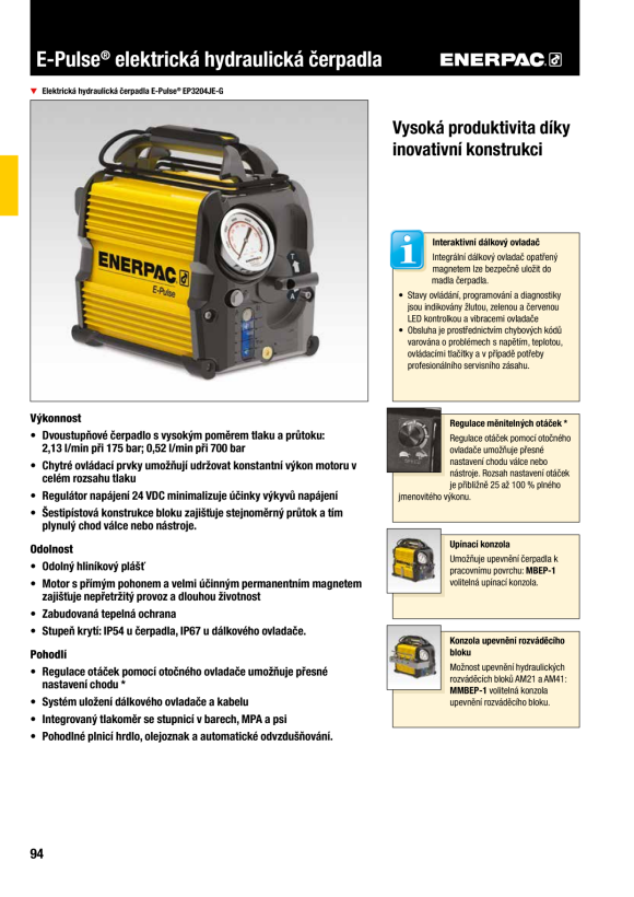 Enerpac Pumpe, elektrisch, PO-Entleerer, 230 V, mit Manometer EP3104DE-G