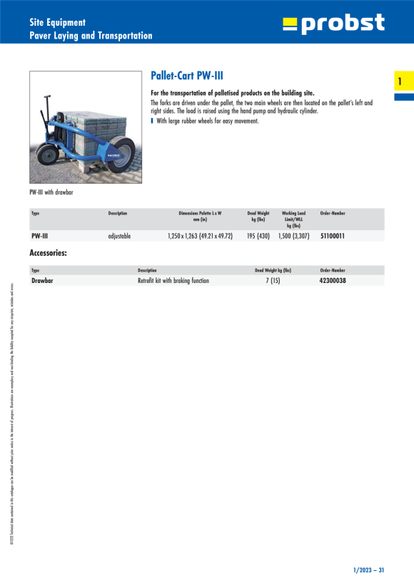 Probst  Composite stone transport cart VTK-V 51100015