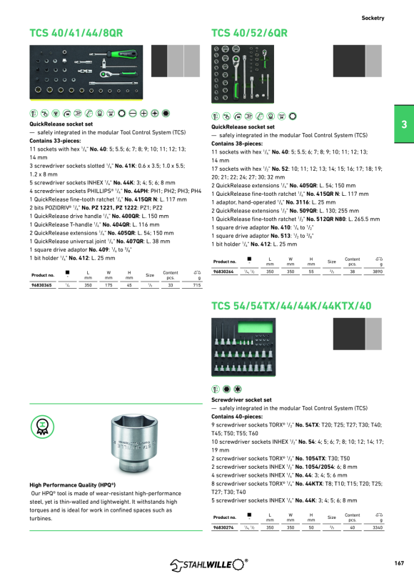 STAHLWILLE 40/52/45/12QR QuickRelease-Steckschl.satz 1/4” 1/2” 57 91222607