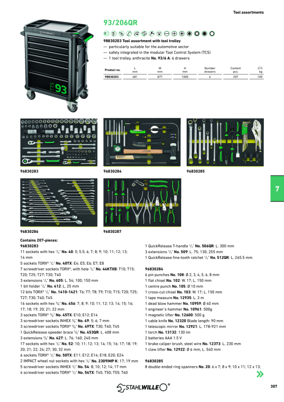 STAHLWILLE 93/157QR QuickRelease-WkzSort + Werkstattw 157tlg 98830178