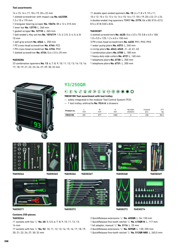 STAHLWILLE 93/250QR QuickRelease-WkzSort + Werkstattw 250tlg 98830180