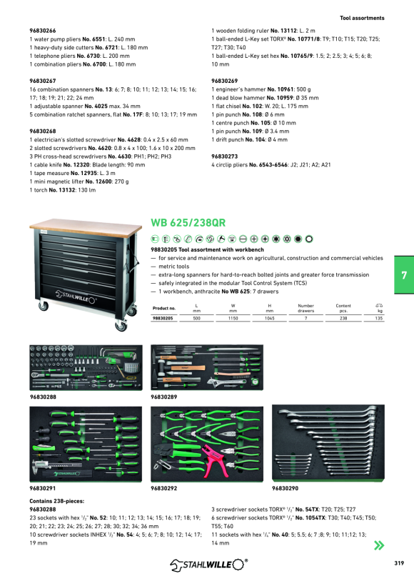 STAHLWILLE WB 625/238QR QuickRelease-WkzSort + Werkbank 238tlg 98830205