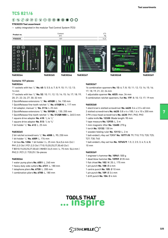 STAHLWILLE TCS 820/2 Werkzeugsortiment im Tool-Control-System 97830254