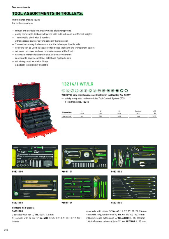 STAHLWILLE TCS 13214/1 WT/LM 2 Werkzeugsortiment im Tool-Control-System 96831101