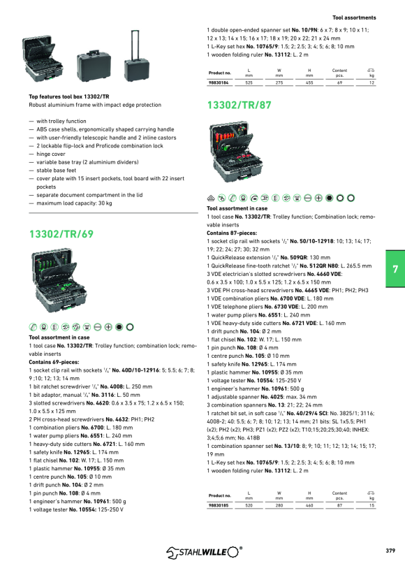 STAHLWILLE 13301/87 Werkzeugsortiment + Koffer 87tlg 98830183
