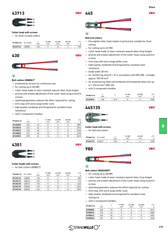 STAHLWILLE UNIBOLT® 430 910 Bolzenschneider L.910mm 87430020