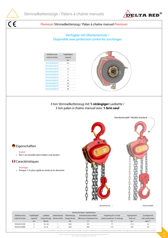 DELTA RED Haspelfahrwerk 2ton mit 3m Bedienhöhe DR.0.02702000.03