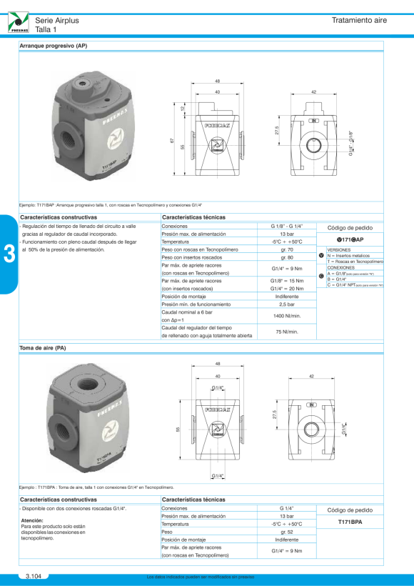 Pneumax  Airplus Verteilerblock mit Druckschalter T171BPP