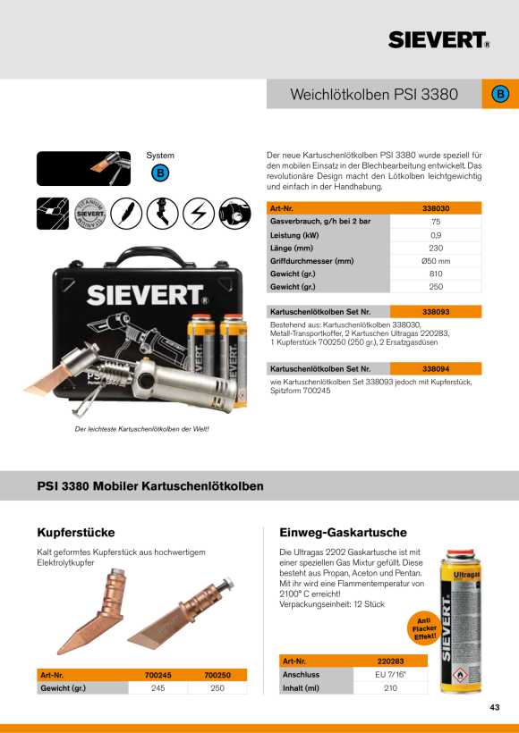 Sievert Schraubkartusche Ultragas 60 gr. 220283