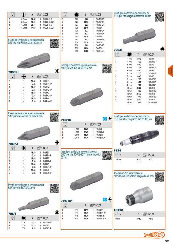 BAHCO 5/16” Bits, 30 mm, Innensechskant, H 8, 5er Pack 70S/H8-5P