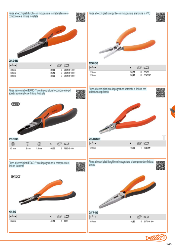BAHCO PINZA A BECCHI PIATTI, ANGOLATA 45°, 200MM 2477 bb