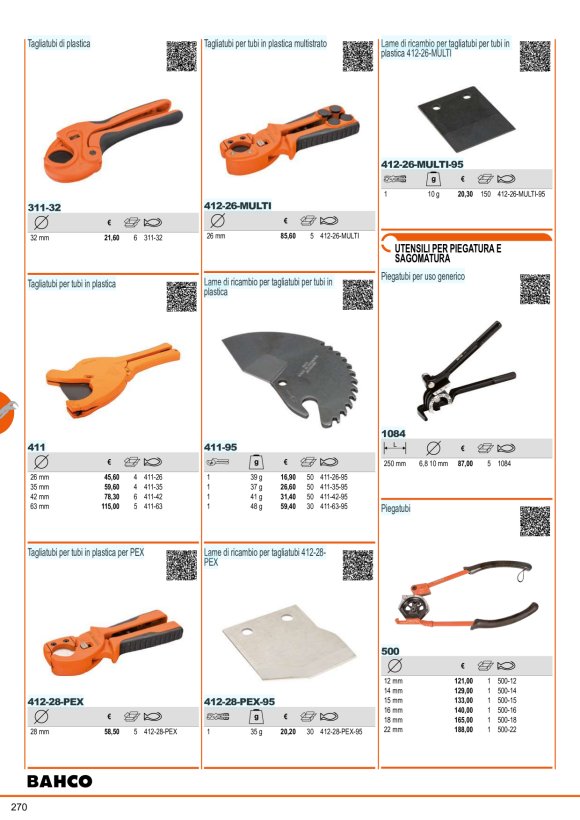 BAHCO Set piegatubi (Ø 10,12,14,15,16,18,20 e 22 mm) 1084-KIT