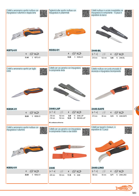 BAHCO Lappländer Messer mit 2-Komponenten-Griff SB2446-LAP