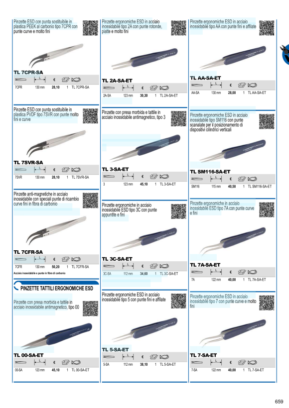 BAHCO Ergonomische Soft Touch Pinzette, Typ 3C-SA, antimagnetisch, ESD-sicher, mit geraden, feinen Spitzen TL 3C-SA-ET