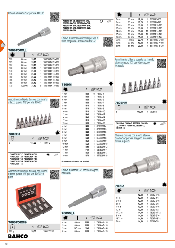 BAHCO 1/2” Schraubendreher-Einsatz, T 30, lang 7809TORX-T30-120