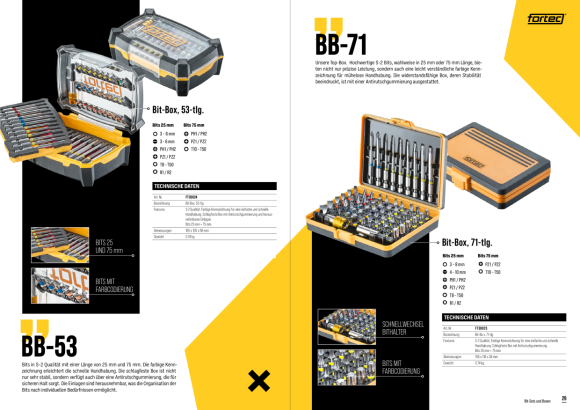 Fortec® Bit-Box 32-tlg., mit Bohrung FT30023